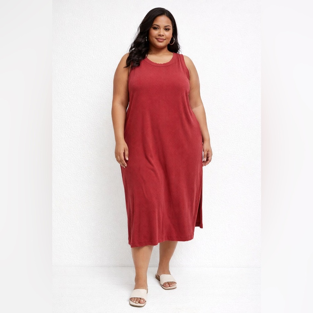 Eddie Bauer Sleeveless Red Midi Dress